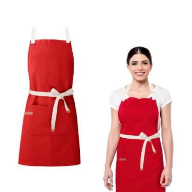 Imagem de Avental Vermelho Algodao Cru Cozinha Pintura Artesanato 10un - CASACHA