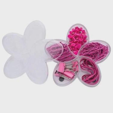 Imagem de Flor de lotus pink set (binder,percevejos,clips e elasticos)   molin  