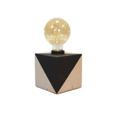 Imagem de Luminária De Mesa ou Cabeceira em Concreto Artesanal  Preto - Opportun