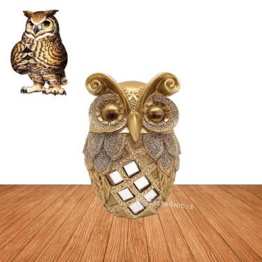 Imagem de Coruja Dourada Estatueta Enfeite Ideal Decoração Corujinha MCJA01 - Ji