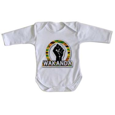 Imagem de body nenê criança roupa bebê manga longa Wakanda Forever - Empório Dut