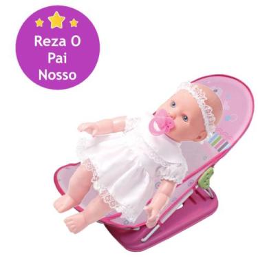 Imagem de kit Boneca que Ensina a Orar o Pai Nosso + Cadeirinha Rosa - Milk Brin