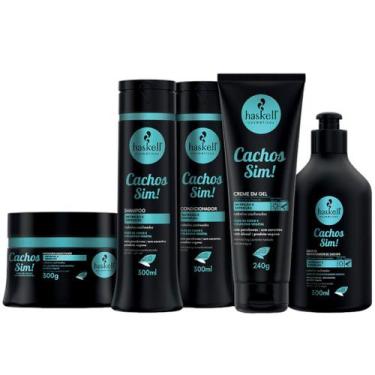 Imagem de Kit Haskell Cachos Sim Definição Sh Cond Máscara 300ml 5 Itens Complet