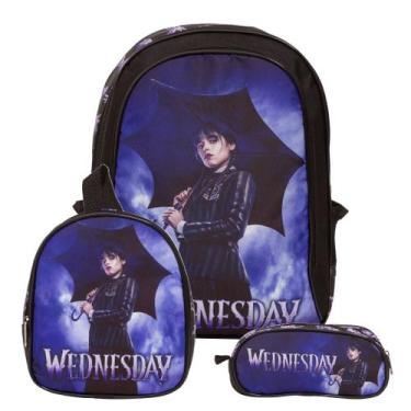 Imagem de Kit Mochila Infantil Feminina Wandinha Costas Com Lancheira - Toys 2U