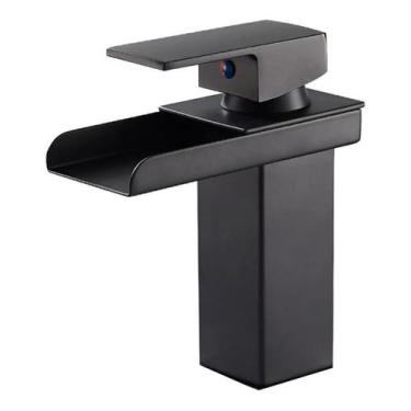 Imagem de Torneira Monocomando Cascata Banheiro Lavabo. Preto Fosco - deckcasa