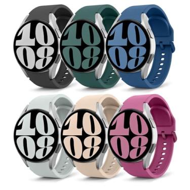 Imagem de MoKo Pacote com 6 pulseiras compatíveis com Samsung Galaxy Watch 6/5/4 de 40 mm, 44 mm/6 Classic 43 mm e 47 mm/Watch 5 Pro 45 mm/Watch 4 Classic 42 mm e 46 mm, pulseira esportiva de substituição de