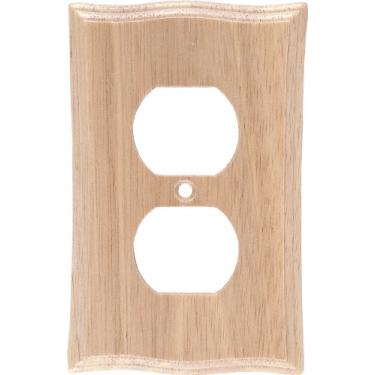 Imagem de GE Placa de parede de receptáculo duplex de madeira clara 51148