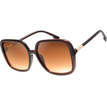 Imagem de The Fresh Óculos de sol femininos grandes quadrados Jackie O Cat Eye Hybrid Butterfly Fashion - Embalagem requintada, 730002- Marrom, Large