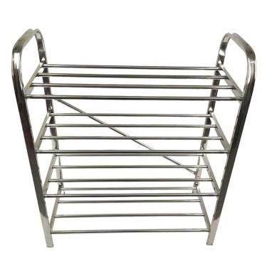 Imagem de Sapateira Prateleira Inox 4 Andares 12 Pares Organizador Calçado Sapato Corredor Hall D...
