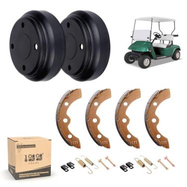 Imagem de 10L0L Conjunto de luxo de tambores de freio e sapatos de freio para carrinho de golfe DS (1995-up) e precedente (2004-up) com kit de molas de freio