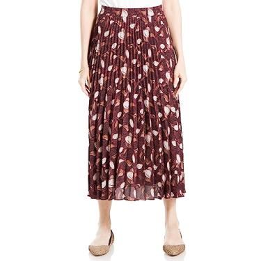 Imagem de Max Studio Saia midi plissada longa casual cintura alta elástica feminina, Baga grande redemoinho, M