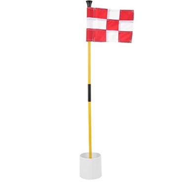 Imagem de Bandeira de Golfe Mini, Portátil de 2 Seções Destacável Pin de Golfe Buraco de Bandeira Conjunto para Mini Putting Green Flagstick Yard Practice Suprimentos (Grade Vermelha Branca)