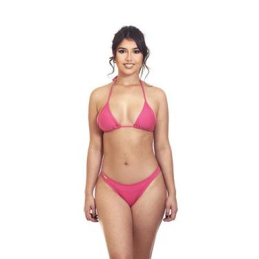 Imagem de Biquíni Cortininha Com Calcinha Fio Dental Simples Sem Bojo - Estigma,