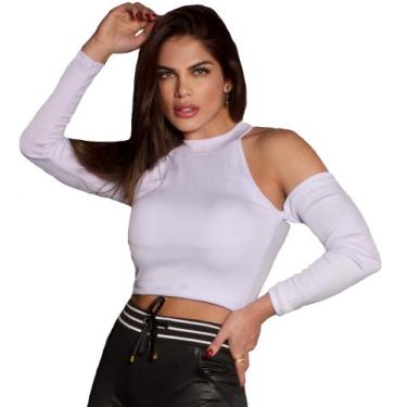 Imagem de Cropped Ombro Caido Manga Longa Ref.15358 - Docce Mulher, Branco, M