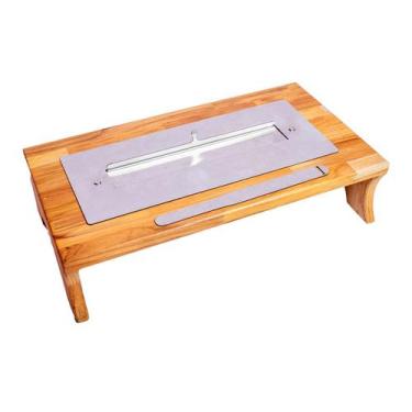 Imagem de Lareira de Mesa Portátil Ecológica Inox a Álcool 39x16,5x6cm - Metal M