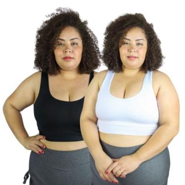 Imagem de Kit com 2 Top PLUS SIZE Feminino FItness academia esporte Dia-a-dia - 
