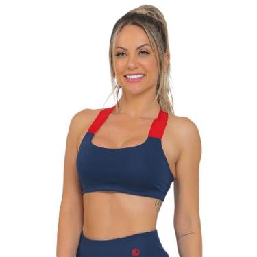 Imagem de Top Feminino Fitness Neon Azul Escuro - Manalinda, G, Azul escuro