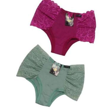 Imagem de Kit com 03 calcinhas Daniela em microfibra e renda - MDJ, Sortidas(GG)