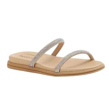 Imagem de Papete Beira Rio Duas Tiras Strass Feminina Creme, Cristal, Creme, 38