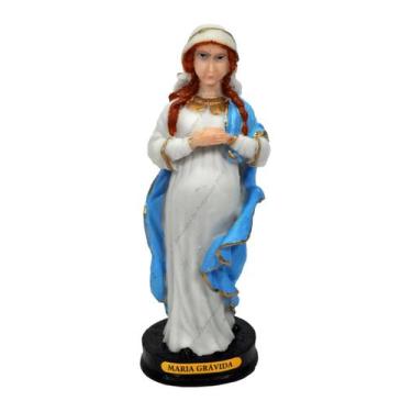 Imagem de Imagem Maria Grávida Pintado 15cm Resina - ATACADÃO DO ARTESANATO MDF