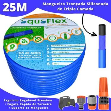 Imagem de Mangueira de Jardim Trançada 25 Metros AquaFlex + Suporte
