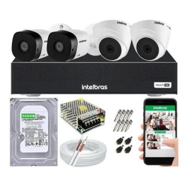 Imagem de Kit Cftv 4 Câmeras Segurança Intelbras Hdcvi E Dvr Mhdx 1104