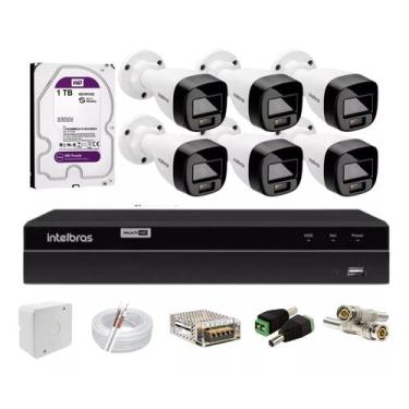 Imagem de Kit Intelbras 6 Vhd 1120b Full Color, Dvr Mhdx 1208, Hd 1tb