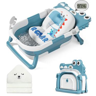 Imagem de Banheira dobrável para bebês MoreFeel com termômetro e toalha