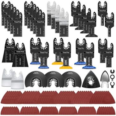 Imagem de Trivd Frol Pacote Com 121 Lâminas De Serra Oscilantes, Lâminas De Ferramenta Oscilantes De Titânio Com Lixa, Lâminas Multiferramentas Para Corte De Madeira, Metal E Plástico, Kits De Lâminas Multife
