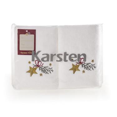 Imagem de Karsten, Jogo de Lavabo Natal Karsten com Bordado Estrela Branco 2pçs