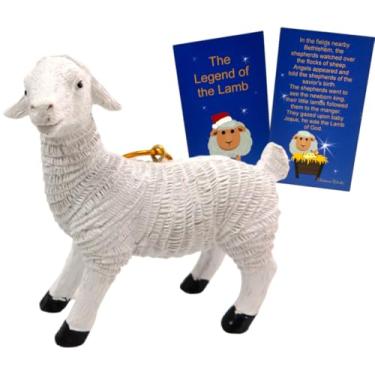 Imagem de Enfeite de Natal da Lenda do Cordeiro com cartão de história e bolsa de presente, Natal ou decoração de árvore