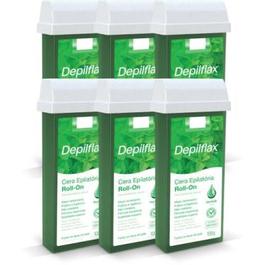 Imagem de Kit Depilflax Cera Depilatória Roll-On Hortelã Pack 6 Unidades