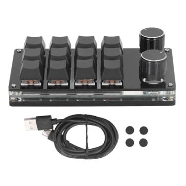 Imagem de BORDSTRACT Mini teclado para jogos, 12 teclas, 2 botões, interruptor vermelho, programação, teclado macro com luz RGB para jogos e tarefas de escritório