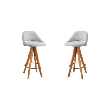 Imagem de Kit 2 Banquetas Giratórias Estofadas com Encosto Nicole Cinza