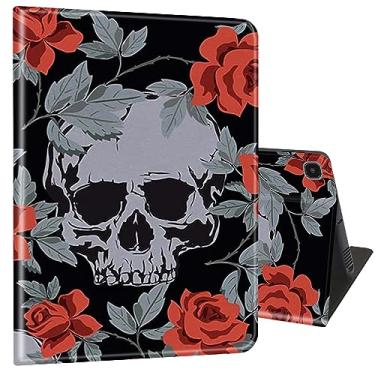 Imagem de Capa para Samsung Galaxy Tab S6 Lite 10,4 polegadas 2022/2020 (SM-P610/P613/P615/P619), capa ultrafina com suporte multiângulo com função de despertar/dormir - crânios humanos rosas vintage