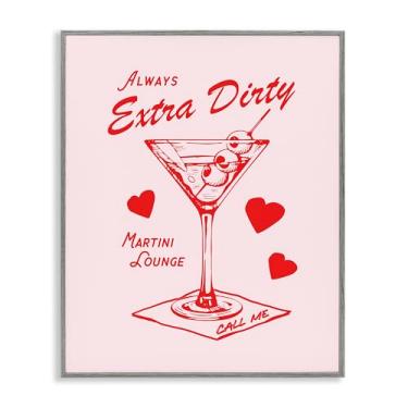 Imagem de Stupell Industries Always Extra Dirty Martini Cinza Emoldurado Giclée Arte de Parede Design por House of Lulu, 40,6 x 50,8 cm