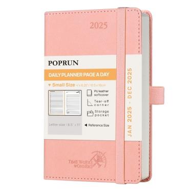 Imagem de Calendário diário Planner POPRUN 2025, rosa de hora em hora - 4x6,25 polegadas