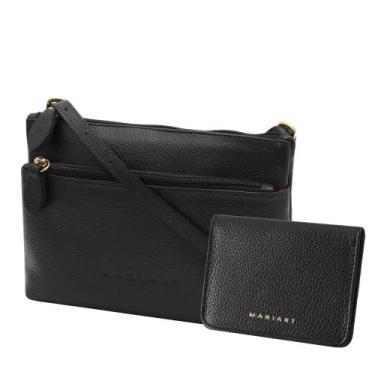 Imagem de Kit Bolsa e Carteira de Couro Mariart Ágata + 674, Preto