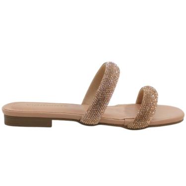 Imagem de Tamanco Feminino Rasteira Casual Dia a Dia Passeio Trabalho com Strass Conforto Via Marte 113-011