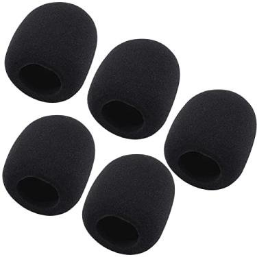 Imagem de Fielect Capa de microfone de espuma tipo bola espessa 5 peças para microfone de mão protetor de para-brisas preto para transmissão KTV