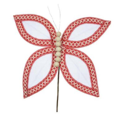 Imagem de Borboleta aveludado branco 25cm florarte - Flor Arte