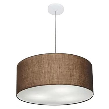 Imagem de Lustre Pendente Cilíndrico Vivare Free Lux Pe-4386BR Cúpula em Tecido - 50X25cm - Café