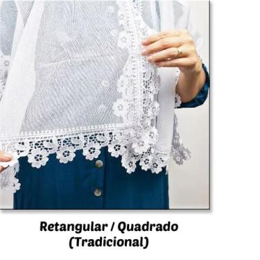 Imagem de Véu Ccb Congregação Cristã Renda Guipir Floral Média Adulto mod. Joyce