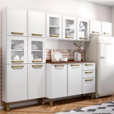 Imagem de Cozinha Completa Aço c/ Portas Vidro Bella Bertolini, Branco