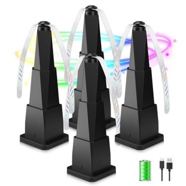 Imagem de JEMULICE Ventiladores de comida de mesa, giratório de comida portátil de 2000 mAh retrátil, ventilador interno e externo de 3 velocidades de ajuste, com lâminas holográficas, churrasco, festa