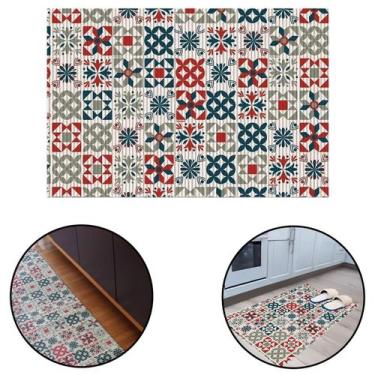 Imagem de Passadeira Tapete Cozinha Antiderrapante Tropical Azulejos 2.0 43x65cm