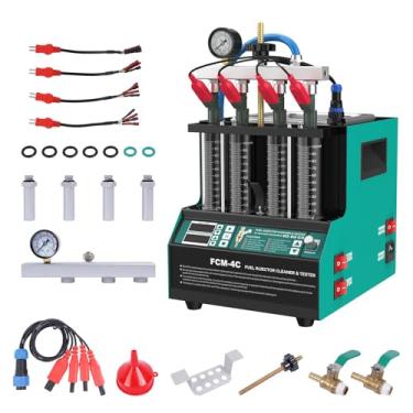 Imagem de PLAYOCCAR Máquina de limpeza de injetor de combustível 4 cilindros 110V 2 em 1 limpador e testador de injetor de combustível, limpador ultrassônico de injetor de combustível com 9 funções de teste