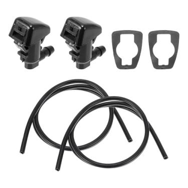 Imagem de A ABSOPRO Kit de bocal de lavador de para-brisa para Dodge Nitro Bocais de pulverização de para-brisa Limpador Spray Lavadora Jet No. 55157319AA 2 peças de juntas 2 peças Mangueira de fluido de 1