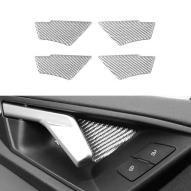 Imagem de BETTERHUMZ Guarnição do painel do puxador da porta do carro compatível com Audi A3 8Y S3 RS3 Sportback 2021-2025 Adesivo de fibra de carbono acessórios de ajuste interior (prata)