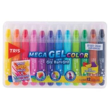 Imagem de Giz de Cera Retrátil 12 Cores Mega Gel Tris, Unico